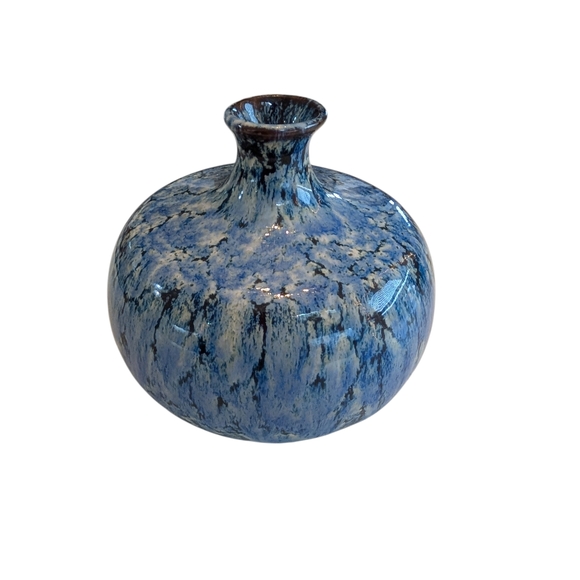 Stunning Art Pottery Bud Vase – Blue, Black & White Glaze - Picture 2 of 6